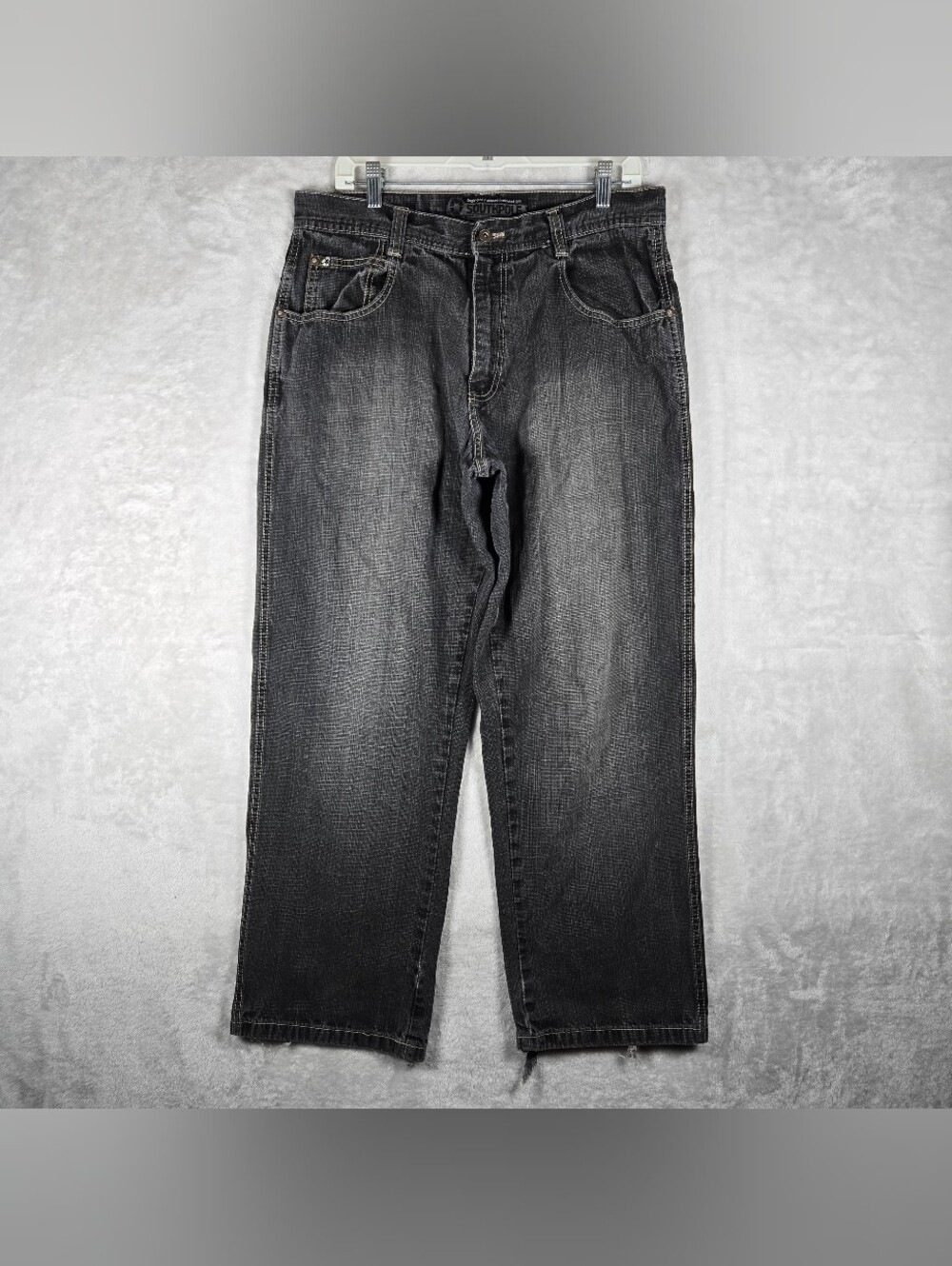 Southpole Jeans Mens 34x30 Faded Black Baggy Wide Hip Hop Skater Punk Y2K Grunge